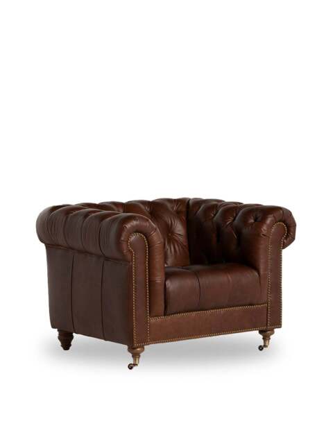 Barker and Stonehouse Caversham Chesterfield Armchair in Brown, Leather - image 1