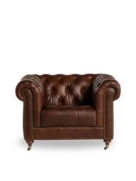 Barker and Stonehouse Caversham Chesterfield Armchair in Brown, Leather - thumbnail 2