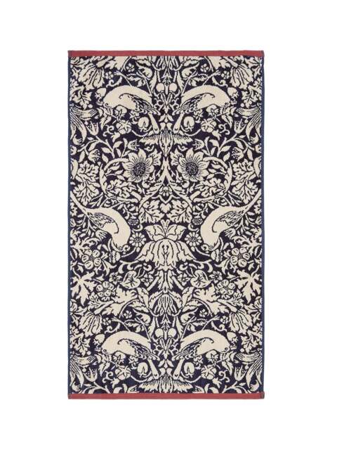Morris & Co Strawberry Thief Towel in Blue, Cotton, Size Bath - image 1