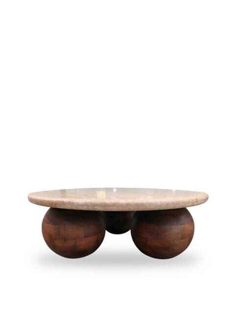 Barker and Stonehouse Basso Mango Wood And Travertine Coffee Table in White