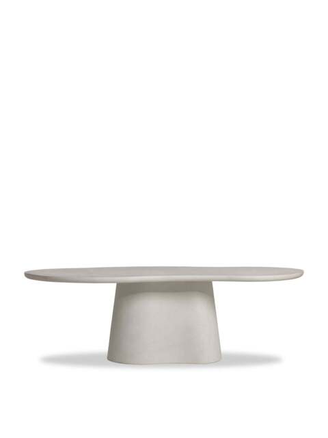 Barker and Stonehouse Capella Faux Stone Pedestal Dining Table Seats 6-8 in White, Size 240cm - image 1