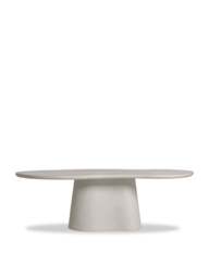 Barker and Stonehouse Capella Faux Stone Pedestal Dining Table Seats 6-8 in White, Size 240cm - thumbnail 1