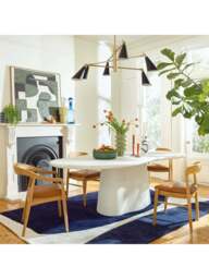Barker and Stonehouse Capella Faux Stone Pedestal Dining Table Seats 6-8 in White, Size 240cm - thumbnail 2