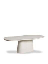 Barker and Stonehouse Capella Faux Stone Pedestal Dining Table Seats 6-8 in White, Size 240cm - thumbnail 4