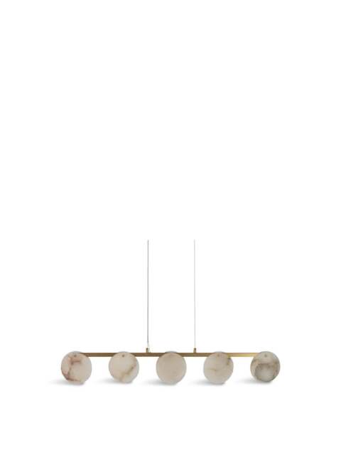 Heal's Ebro Alabaster Long 5 Light Pendant Brushed Gold in White - image 1