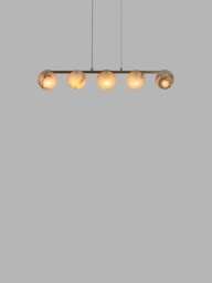 Heal's Ebro Alabaster Long 5 Light Pendant Brushed Gold in White - thumbnail 3