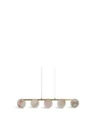 Heal's Ebro Alabaster Long 5 Light Pendant Brushed Gold in White - thumbnail 1