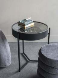 Libra Interiors Palladium Side Table Clock With Moving Dials Black in Black Nickle, Size 47x47x57 - thumbnail 2