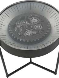 Libra Interiors Palladium Side Table Clock With Moving Dials Black in Black Nickle, Size 47x47x57 - thumbnail 5