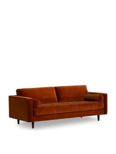Barker and Stonehouse Hemingway Burnt Velvet 3 Seater Sofa in Orange - image 1