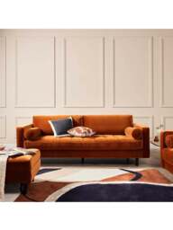 Barker and Stonehouse Hemingway Burnt Velvet 3 Seater Sofa in Orange - thumbnail 2