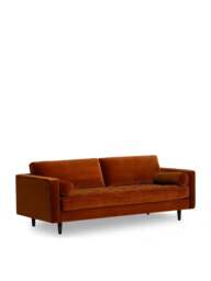 Barker and Stonehouse Hemingway Burnt Velvet 3 Seater Sofa in Orange