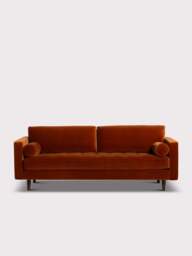 Barker and Stonehouse Hemingway Burnt Velvet 3 Seater Sofa in Orange - thumbnail 4