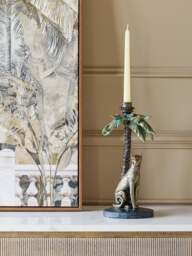 Libra Interiors Palm Candle Stick With Leopard Gold - thumbnail 3