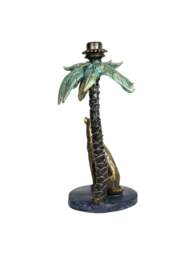 Libra Interiors Palm Candle Stick With Leopard Gold - thumbnail 2
