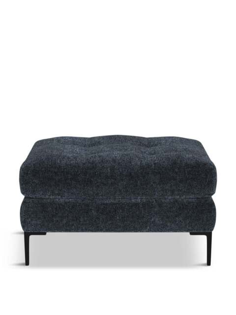 Heal's Eton Footstool Boucle Space Black Feet in Blue, Velvet