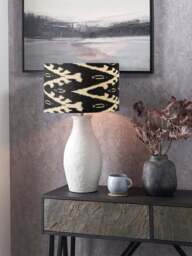 Pacific Lifestyle Ikat Cylinder Lamp Shade in black, Size 40cm - thumbnail 2