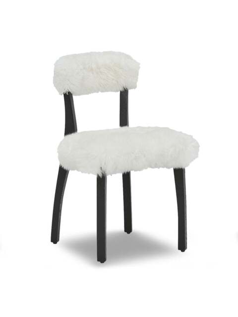 Barker and Stonehouse Cabin Sheepskin Dining Chair With Black Wood Legs in White - image 1