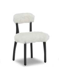 Barker and Stonehouse Cabin Sheepskin Dining Chair With Black Wood Legs in White