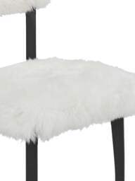 Barker and Stonehouse Cabin Sheepskin Dining Chair With Black Wood Legs in White - thumbnail 4