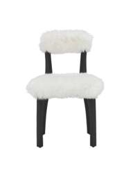 Barker and Stonehouse Cabin Sheepskin Dining Chair With Black Wood Legs in White - thumbnail 2