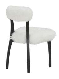 Barker and Stonehouse Cabin Sheepskin Dining Chair With Black Wood Legs in White - thumbnail 3