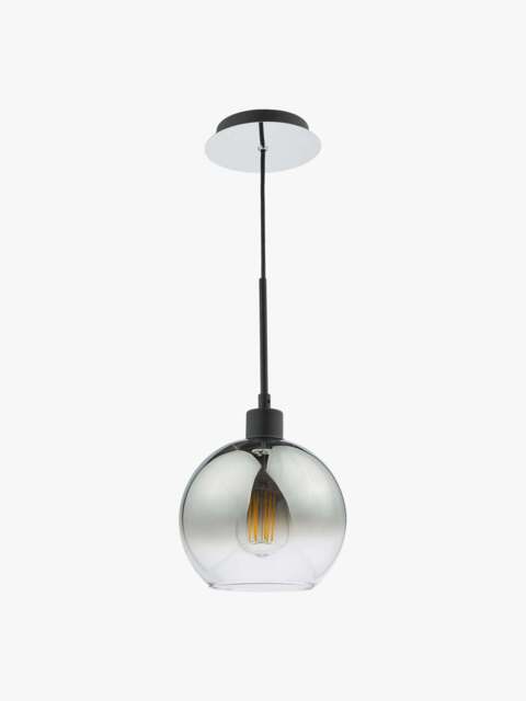 Dar Lighting Lycia Ombre Glass Single Pendant Light Black in Matt Black - image 1