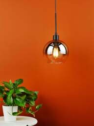 Dar Lighting Lycia Ombre Glass Single Pendant Light Black in Matt Black - thumbnail 3