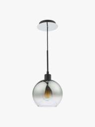Dar Lighting Lycia Ombre Glass Single Pendant Light Black in Matt Black - thumbnail 1