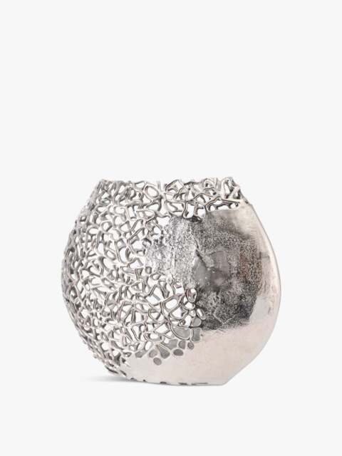 Libra Interiors Apo Coral Ellipse Vase in Silver, Aluminium, Size One