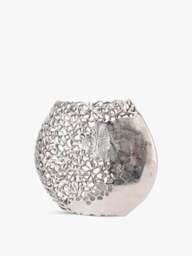 Libra Interiors Apo Coral Ellipse Vase in Silver, Aluminium, Size One