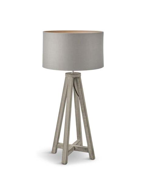 Pacific Lifestyle Whitby Wash Wood Tapered 4 Post Table Lamp Base in grey, Linen - image 1