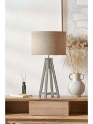 Pacific Lifestyle Whitby Wash Wood Tapered 4 Post Table Lamp Base in grey, Linen - thumbnail 2