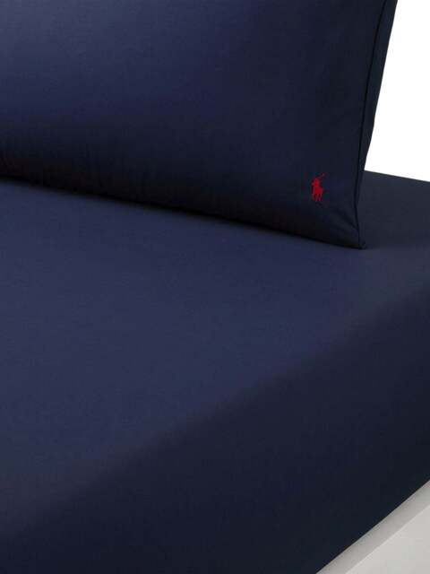 Ralph Lauren Home Polo Player Fitted Sheet Collection in Navy - Newport, Cotton, Size Double - image 1
