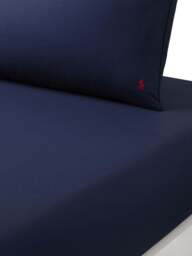 Ralph Lauren Home Polo Player Fitted Sheet Collection in Navy - Newport, Cotton, Size Double - thumbnail 1