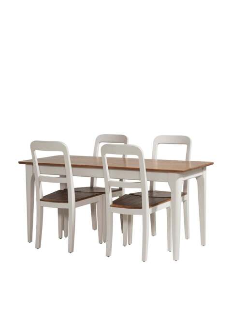 Barker and Stonehouse Mara Small Wood Dining Table And 4 Side Chairs in White, Size 165Cm - image 1