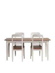 Barker and Stonehouse Mara Small Wood Dining Table And 4 Side Chairs in White, Size 165Cm - thumbnail 3