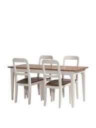Barker and Stonehouse Mara Small Wood Dining Table And 4 Side Chairs in White, Size 165Cm - thumbnail 1