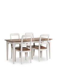 Barker and Stonehouse Mara Small Wood Dining Table And 4 Side Chairs in White, Size 165Cm - thumbnail 2
