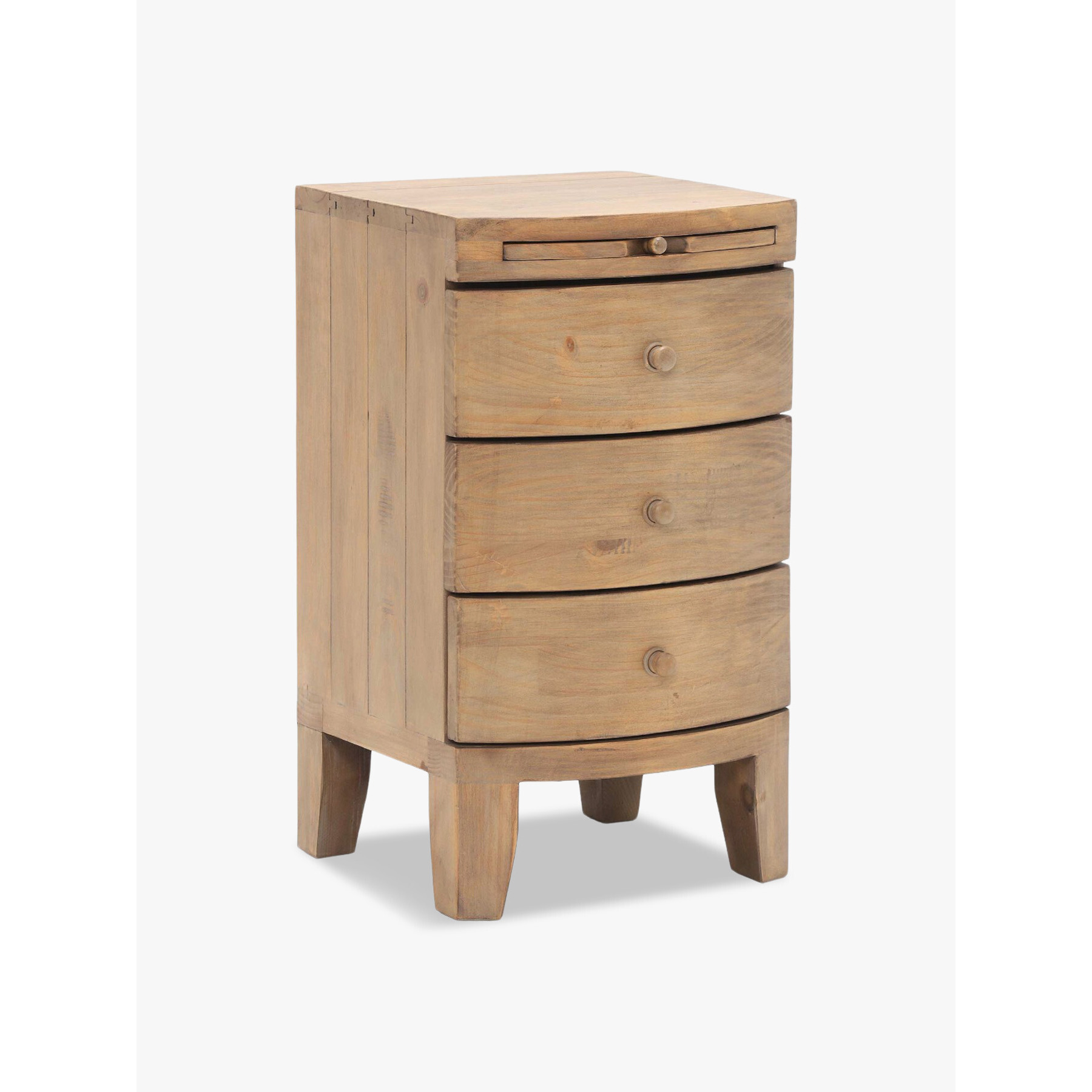 Barker and Stonehouse Lewes Reclaimed Wood 3 Drawer Bedside, Wheat Neutral - image 1