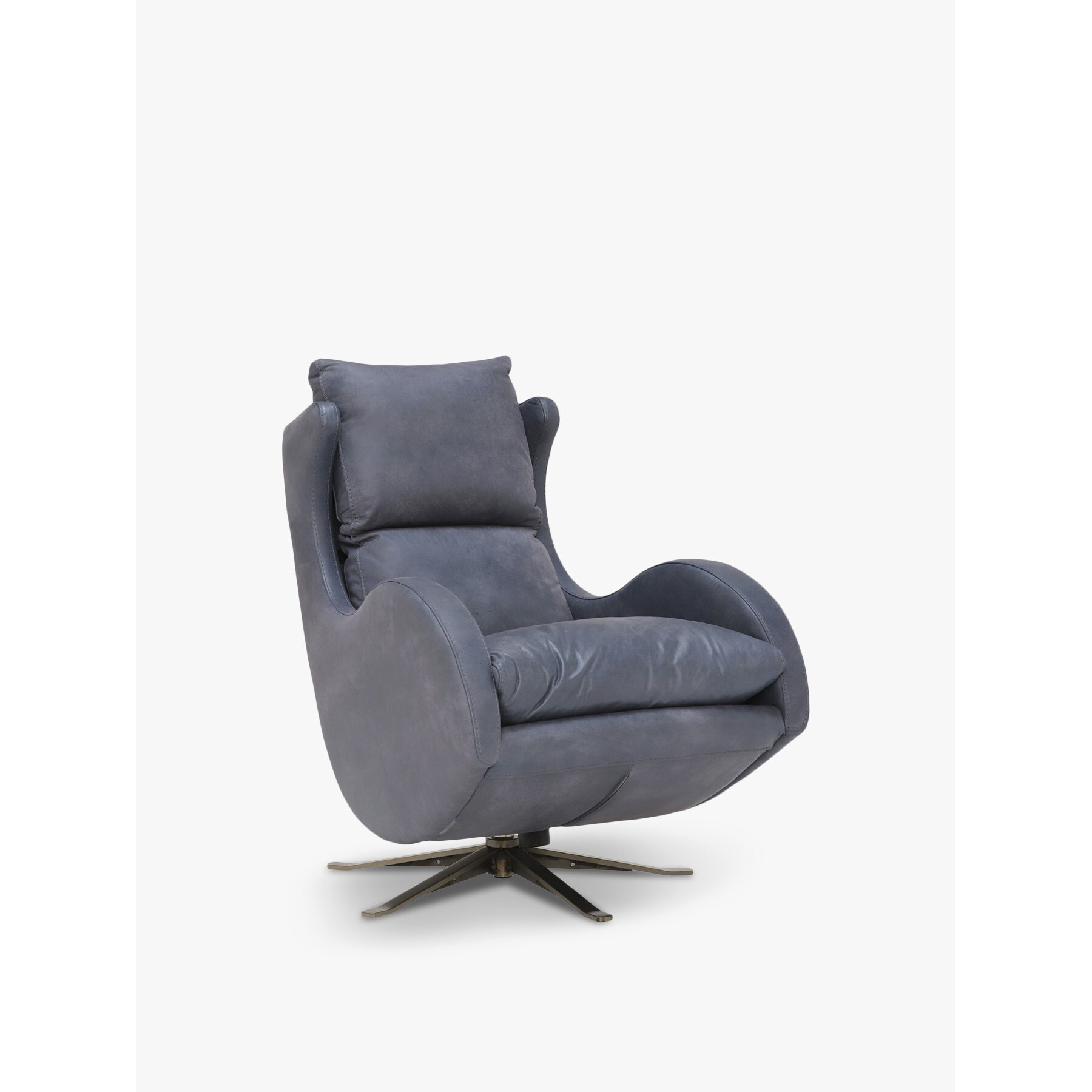 Barker and Stonehouse Fama Lenny Rocking Swivel Armchair, Leather Blue - image 1