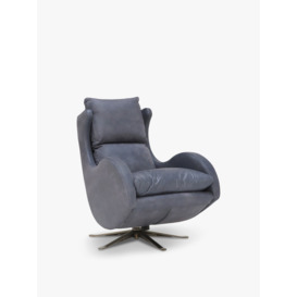 Barker and Stonehouse Fama Lenny Rocking Swivel Armchair, Leather Blue - thumbnail 1