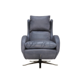 Barker and Stonehouse Fama Lenny Rocking Swivel Armchair, Leather Blue - thumbnail 2