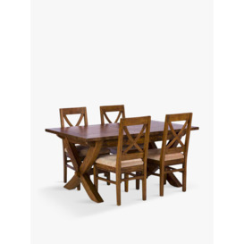 Barker and Stonehouse New Frontier Mango Wood X Leg Extending Dining Table and 4 Chairs Brown