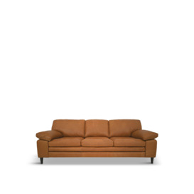 Barker and Stonehouse Olson Brown Leather Tufted 3 Seater Sofa