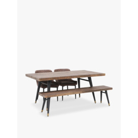 Barker and Stonehouse Modi Reclaimed Wood Dining Table, Bench and 2 Rivington Chairs Brown