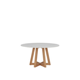 Barker and Stonehouse Shiloh Round Dining Table, White Marble - thumbnail 2