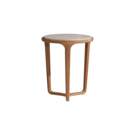 Barker and Stonehouse Terza Round Brown Teak and Marble Side Table - thumbnail 2