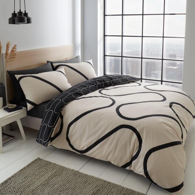 Catherine Lansfield Linear Curve Geometric Reversible Duvet Cover Set - image 1