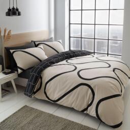 Catherine Lansfield Linear Curve Geometric Reversible Duvet Cover Set - thumbnail 1